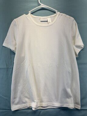 Liz Claiborne Women's T-Shirt White Sz XL Short Sleeve 91% Cotton